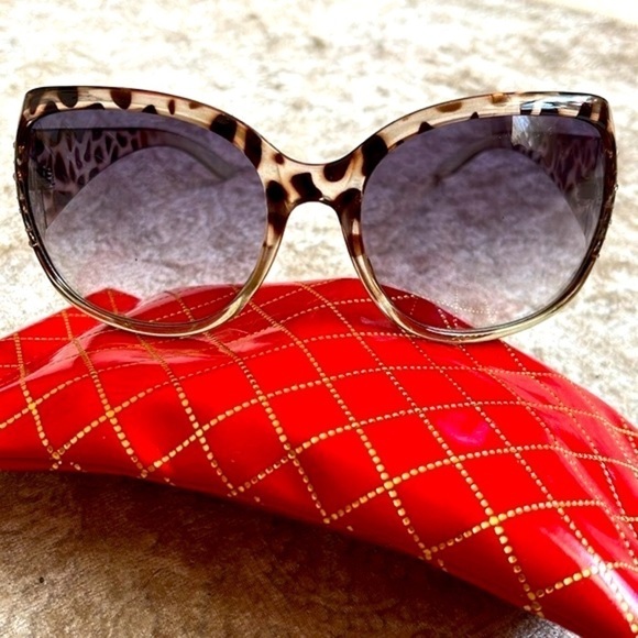 Brand New Tortoise Animal Print Oversized Sunglasses Rhinestones Gradient Lens main image 5